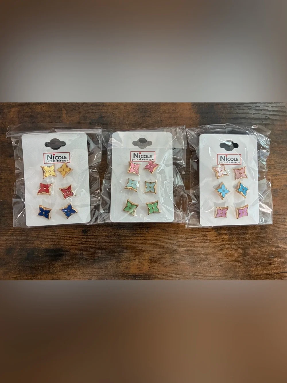 Nicole Enamel Studs in Yellow, Red, Blue, Pink, Green, Aqua
